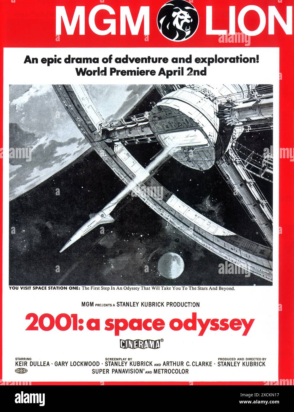 1968 2001: A Space Odyssey original film promo poster. Directed by Stanley Kubrick- MGM LION in Cinerama Stock Photo