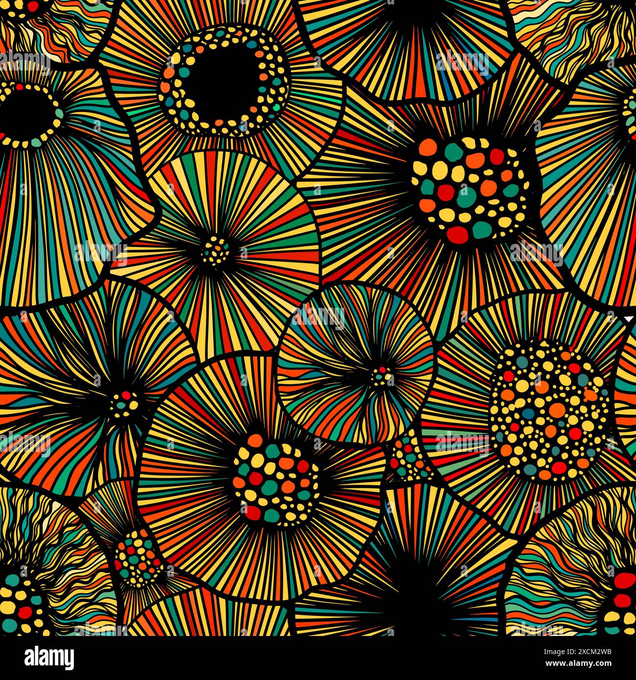 Hatching Pattern Circle Graphic round flowers seamless pattern. Hatching. hand drawing. Not AI ...