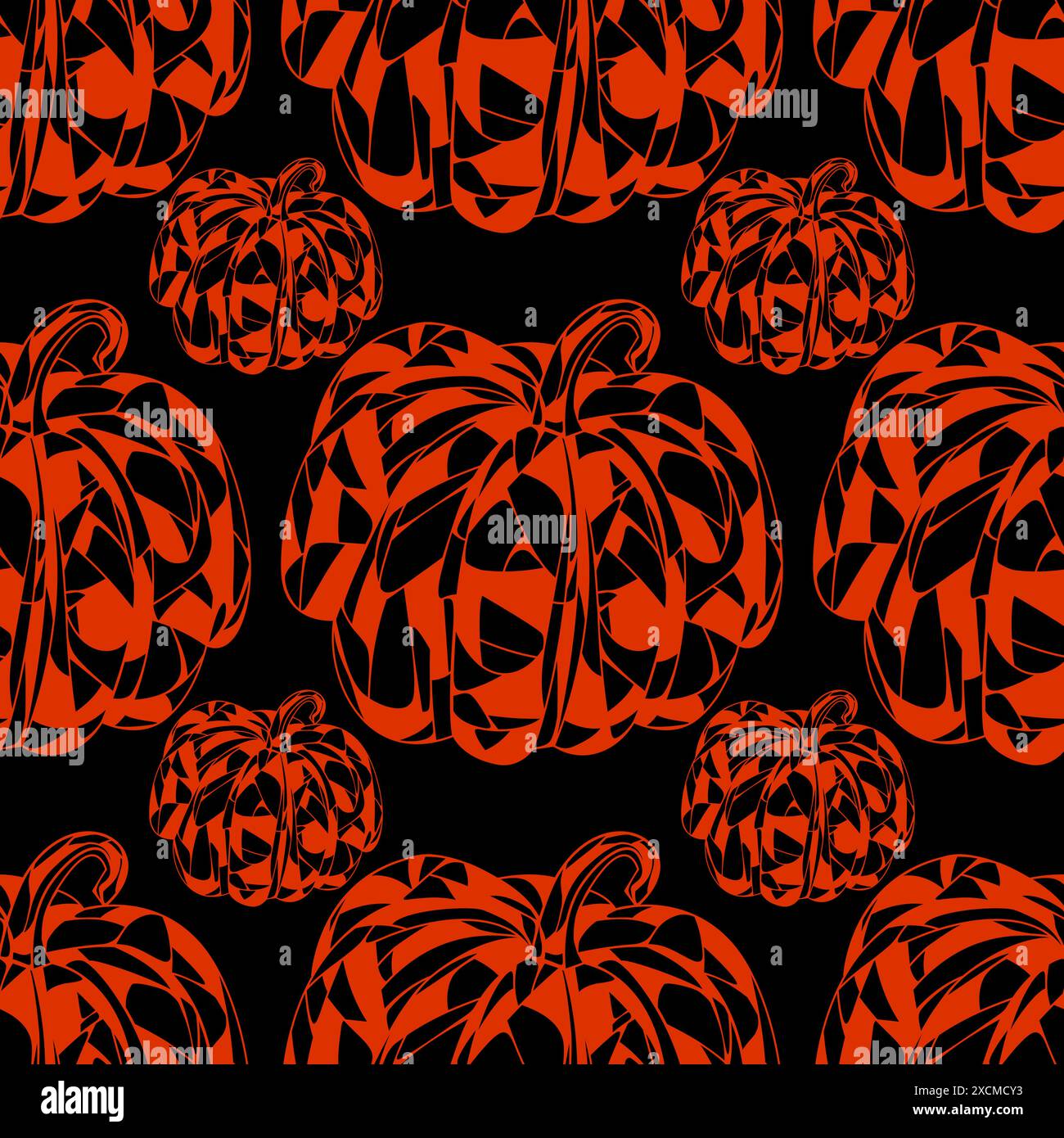 Seamless botanical pattern with pumpkins in stained glass technique ...