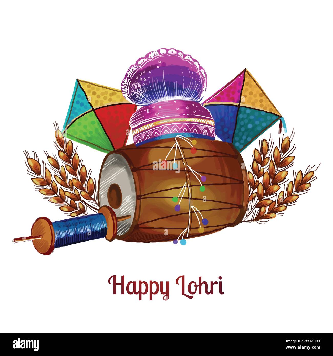 Happy lohri holiday festival card background Stock Vector