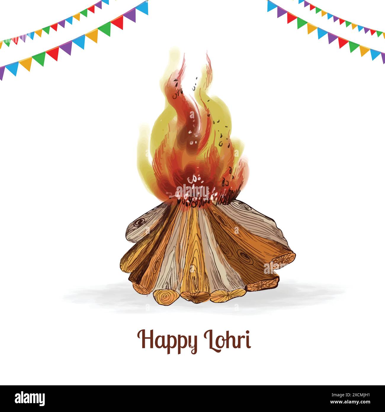 Happy lohri holiday festival celebration card background Stock Vector