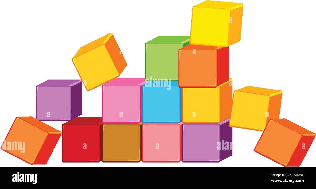 Brightly colored blocks stacked in various arrangements Stock Vector ...