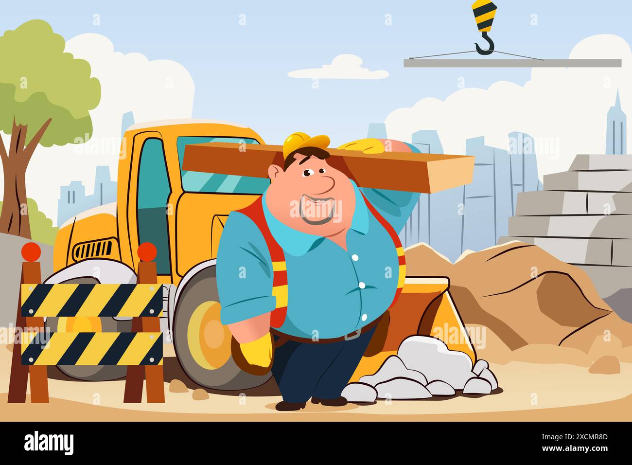 A vector illustration of Construction Worker Working in a Project Stock Vector