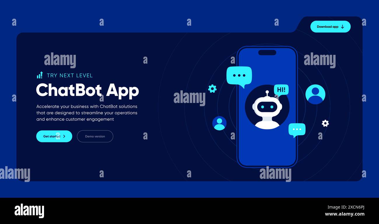 ChatBot App Banner design concept. Vector Stock Vector