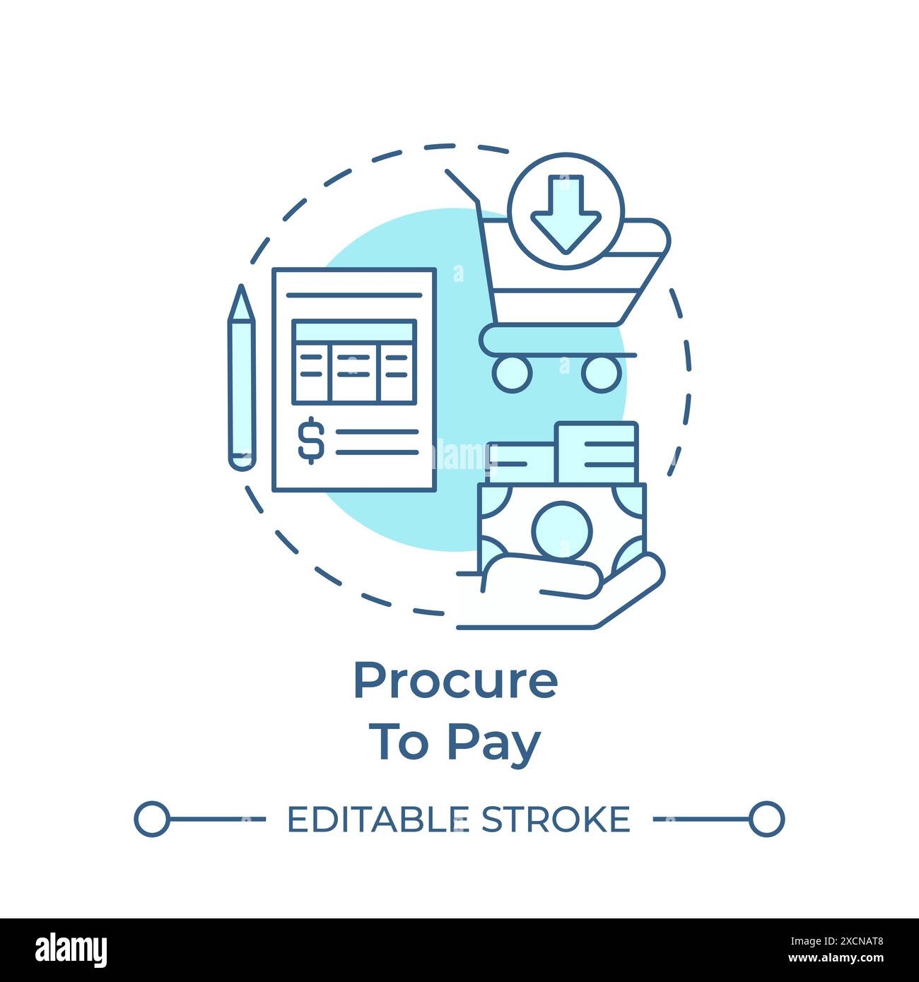 Procure to pay soft blue concept icon Stock Vector