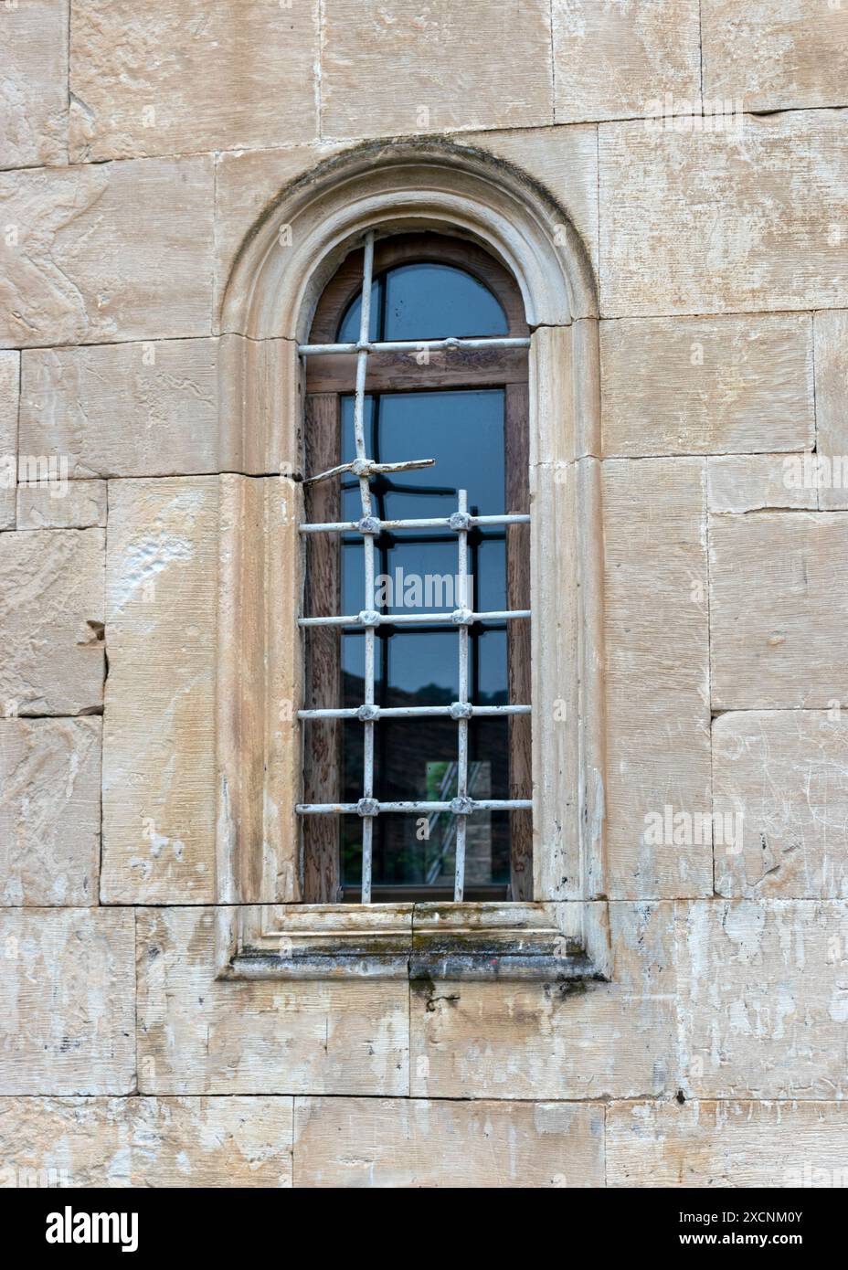 ancient window, stone building, view through the window, summer Stock ...