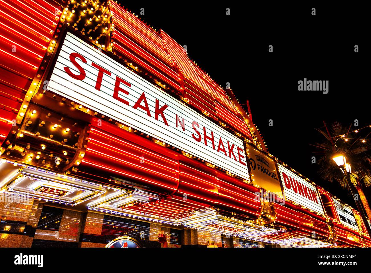 Neon signs on the facade of Fremont Hotel & Casino at the Fremont Street Experience, Las Vegas, Nevada, USA Stock Photo