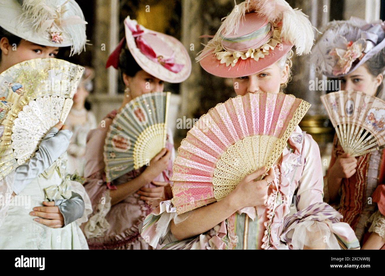 Marie Antoinette Year: 2006 USA  Director: Sofia Coppola  Mary Nighy, Io Bottoms, Kirsten Dunst, Céline Sallette Restricted to editorial use. See caption for more information about restrictions. Photo: Leigh Johnson.  It is forbidden to reproduce the photograph out of context of the promotion of the film. It must be credited to the Film Company and/or the photographer assigned by or authorized by/allowed on the set by the Film Company. Restricted to Editorial Use. Photo12 does not grant publicity rights of the persons represented. credit:Photo12/7e Art/Columbia Pictures Stock Photo