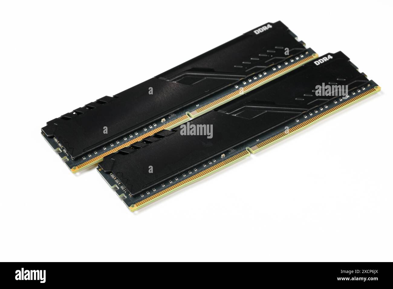 The couple of DDR4 memory, High performance DDR RAM module for computer server and workstation isolated on white background. Stock Photo