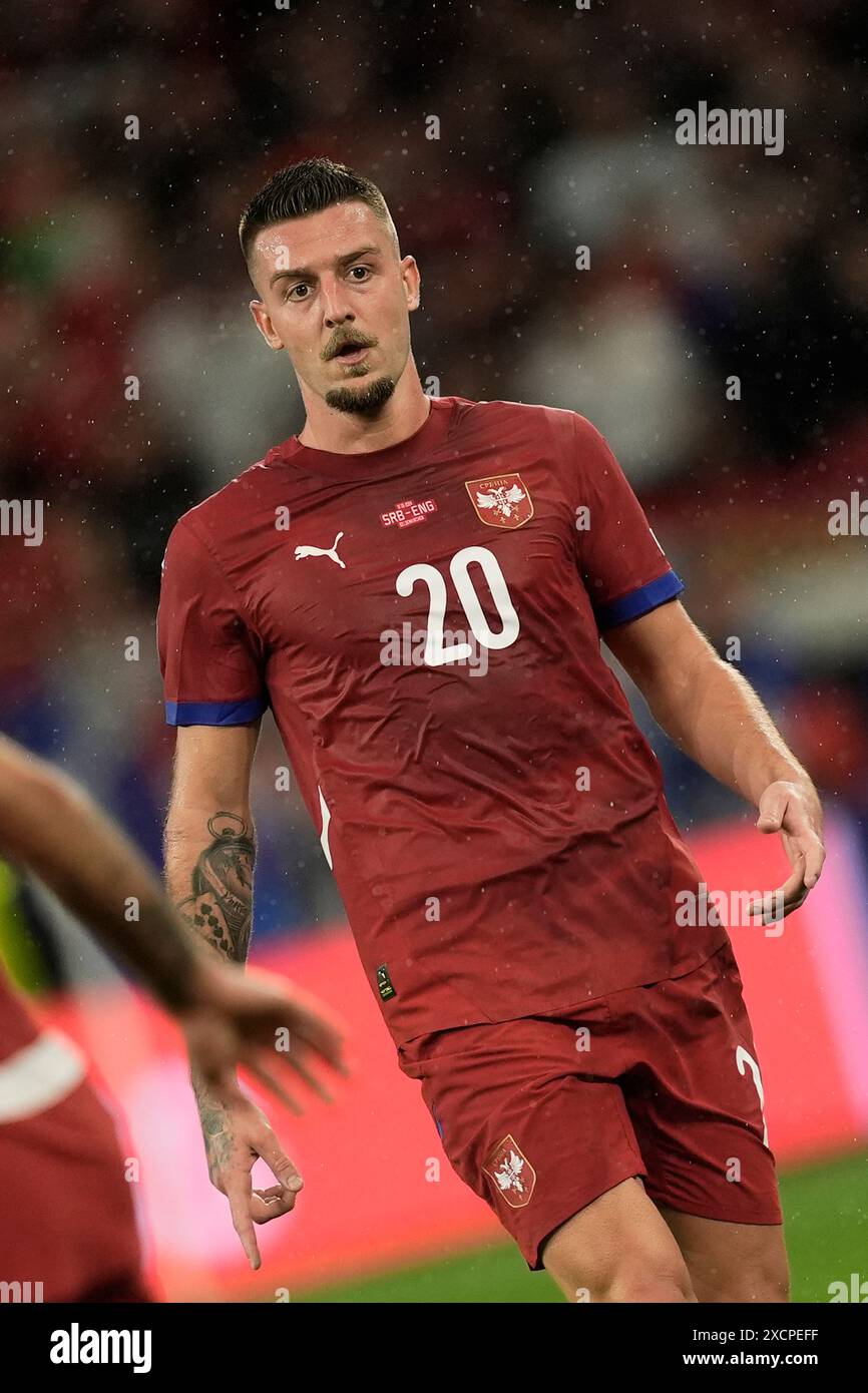 Gelsenkirchen, Germany. 16th June, 2024. Serbia's Sergej Milinkovic ...
