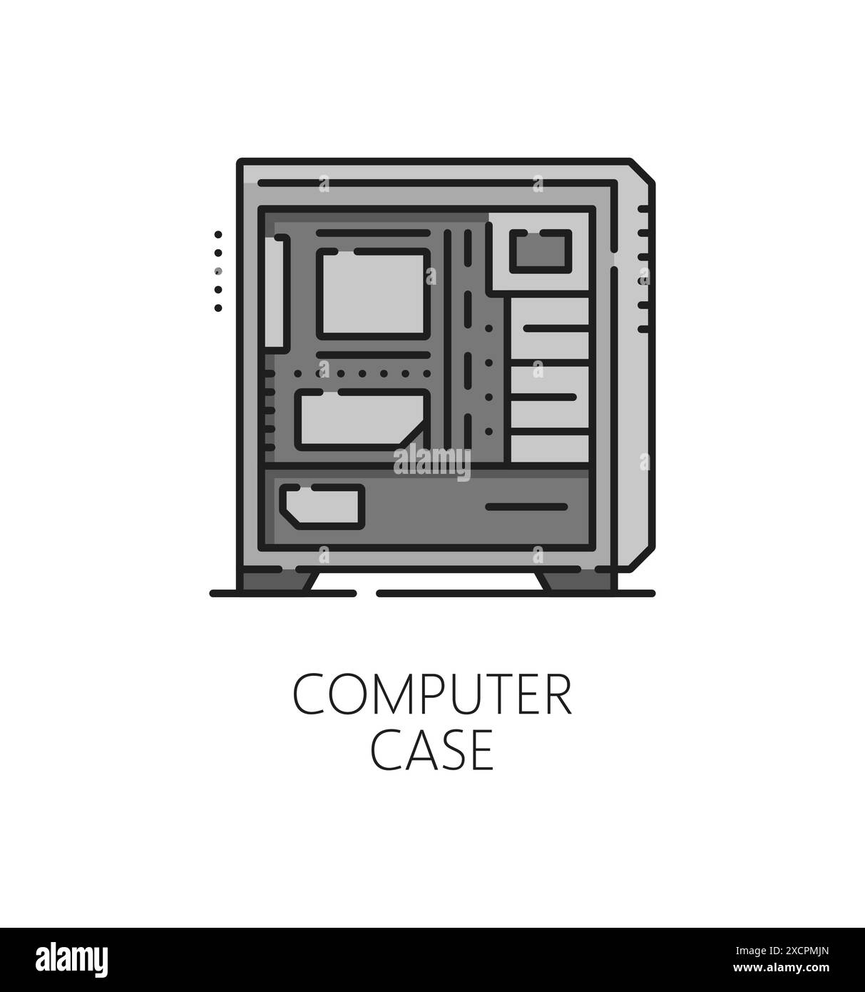 Computer software, tower case thin line icon or symbol. Digital