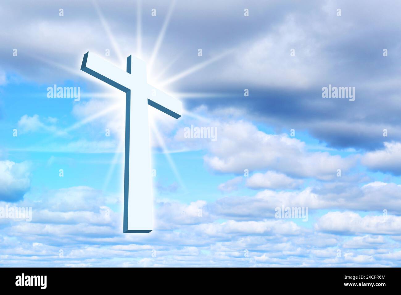 God Crosslight Cross lit by sunlight in sky. Religion of Christianity Stock Photo - Alamy