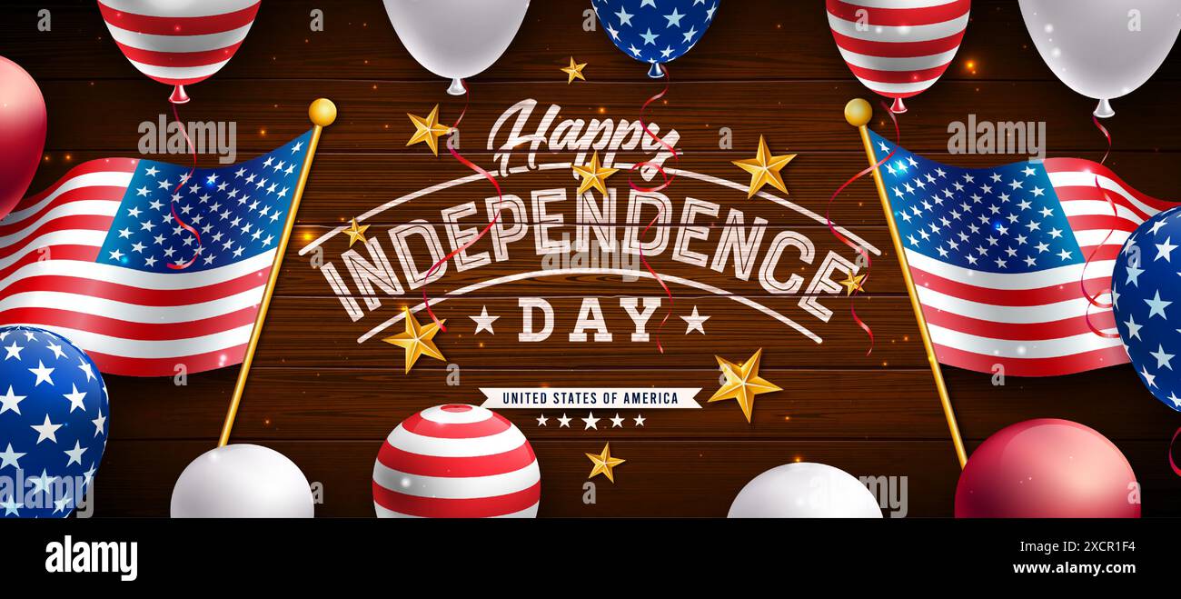 4th of July Independence Day of the USA Vector Illustration with ...