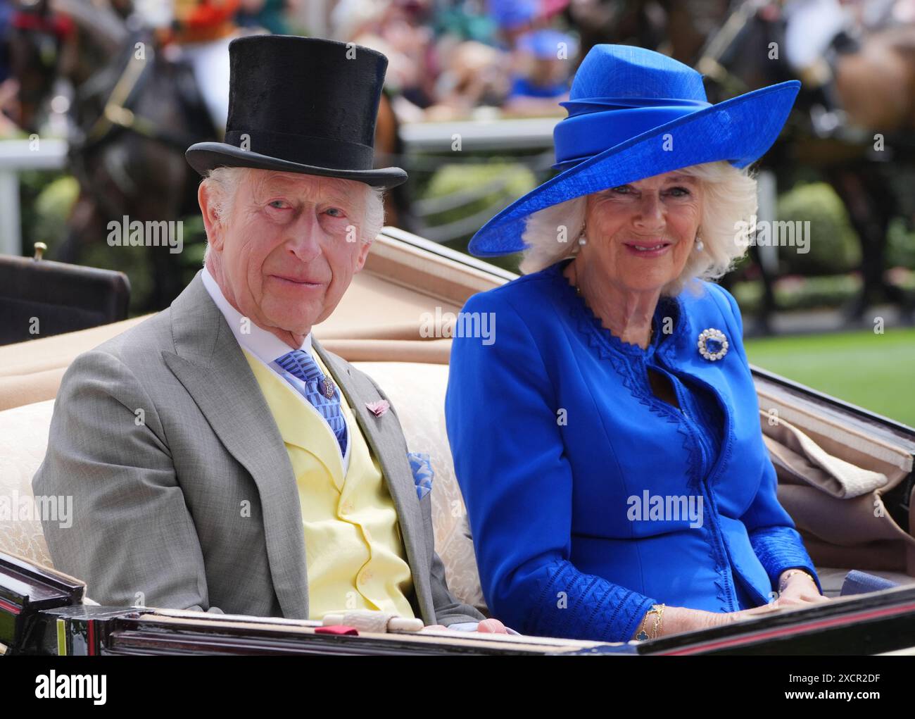 King Charles III and Queen Camilla arrive on day one of Royal Ascot at ...