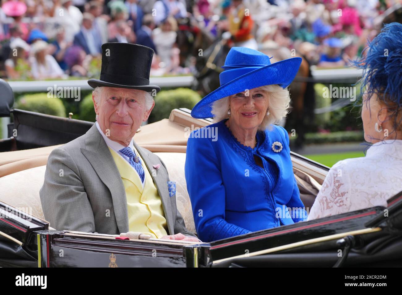 King Charles III and Queen Camilla arrive on day one of Royal Ascot at ...