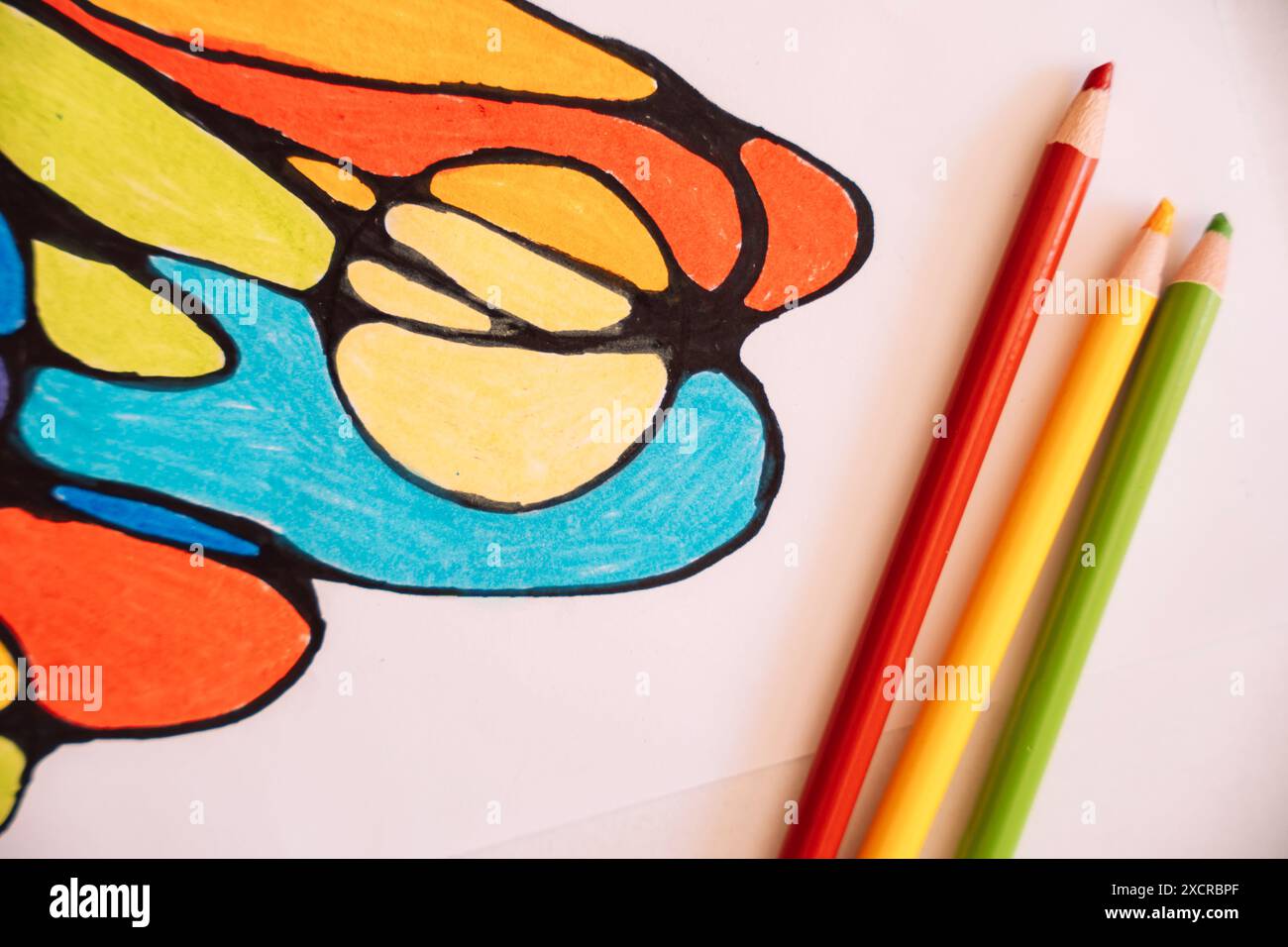 Neurographic drawing on paper with color pencils. Neurographic art is an  easy way to work with the subconscious mind through drawing. Taking care of  y Stock Photo - Alamy, image size:1300x956