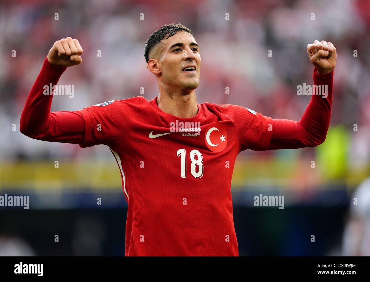 Turkey’s Mert Muldur celebrates scoring their side’s first goal during the UEFA Euro 2024 Group