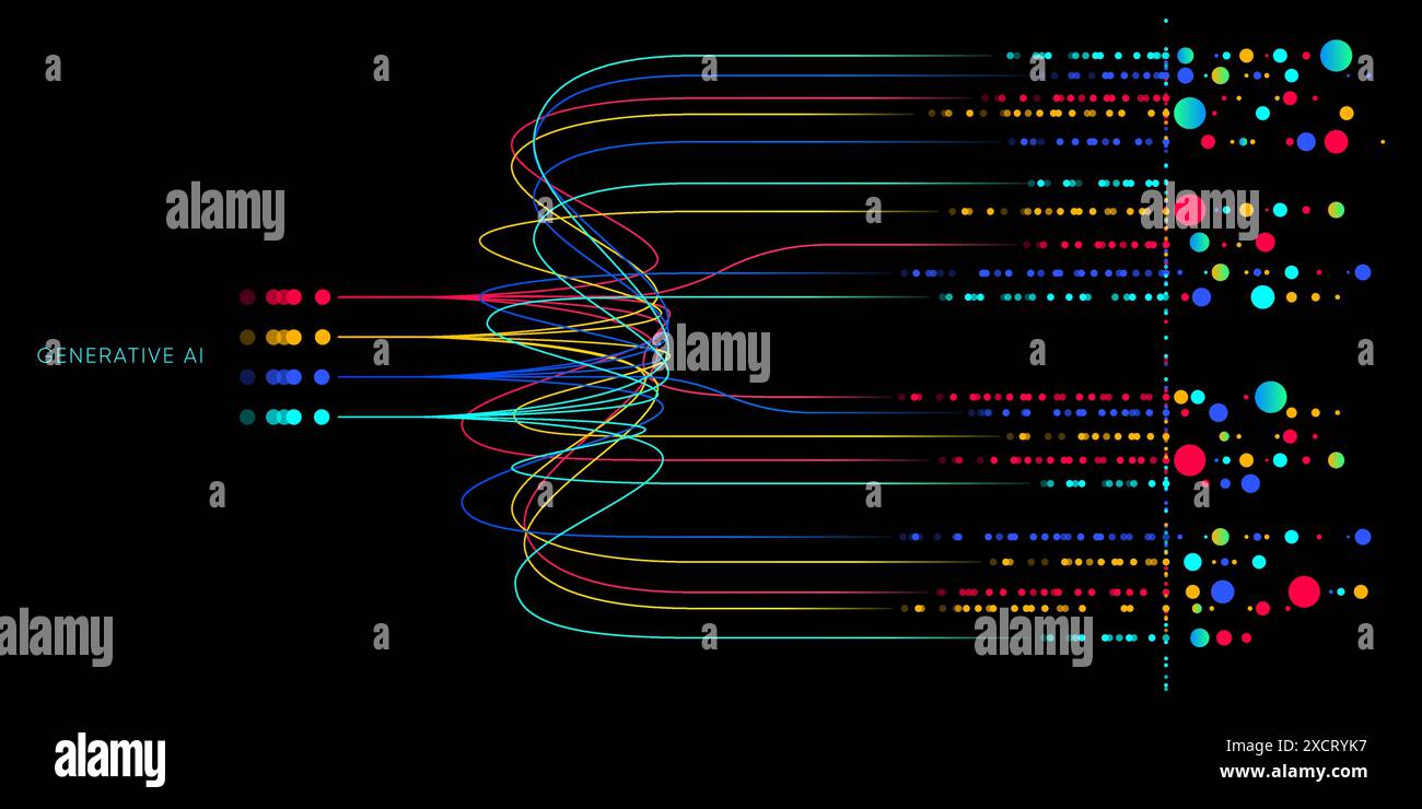 Illustration of abstract stream. Artificial intelligence. Big data ...