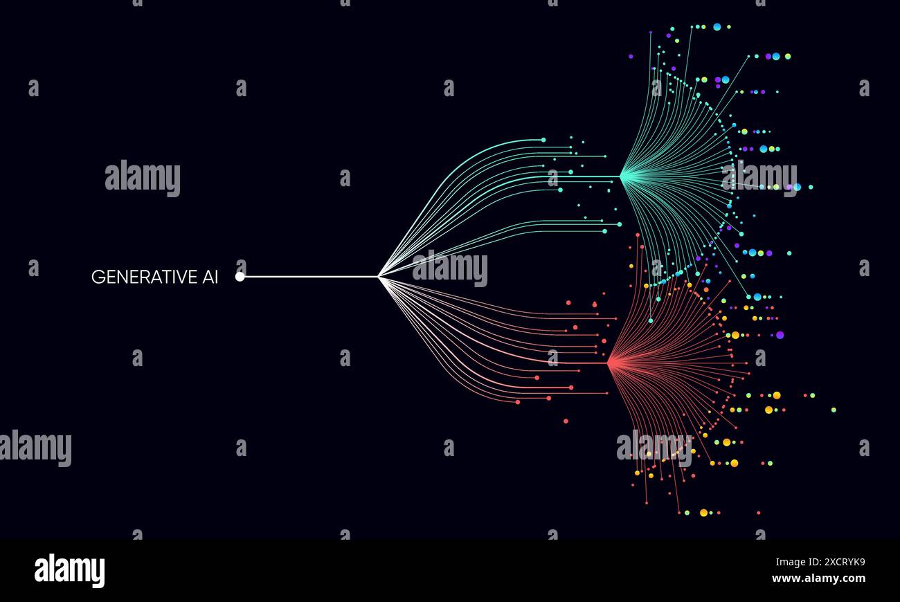 Illustration of abstract stream. Artificial intelligence. Big data ...