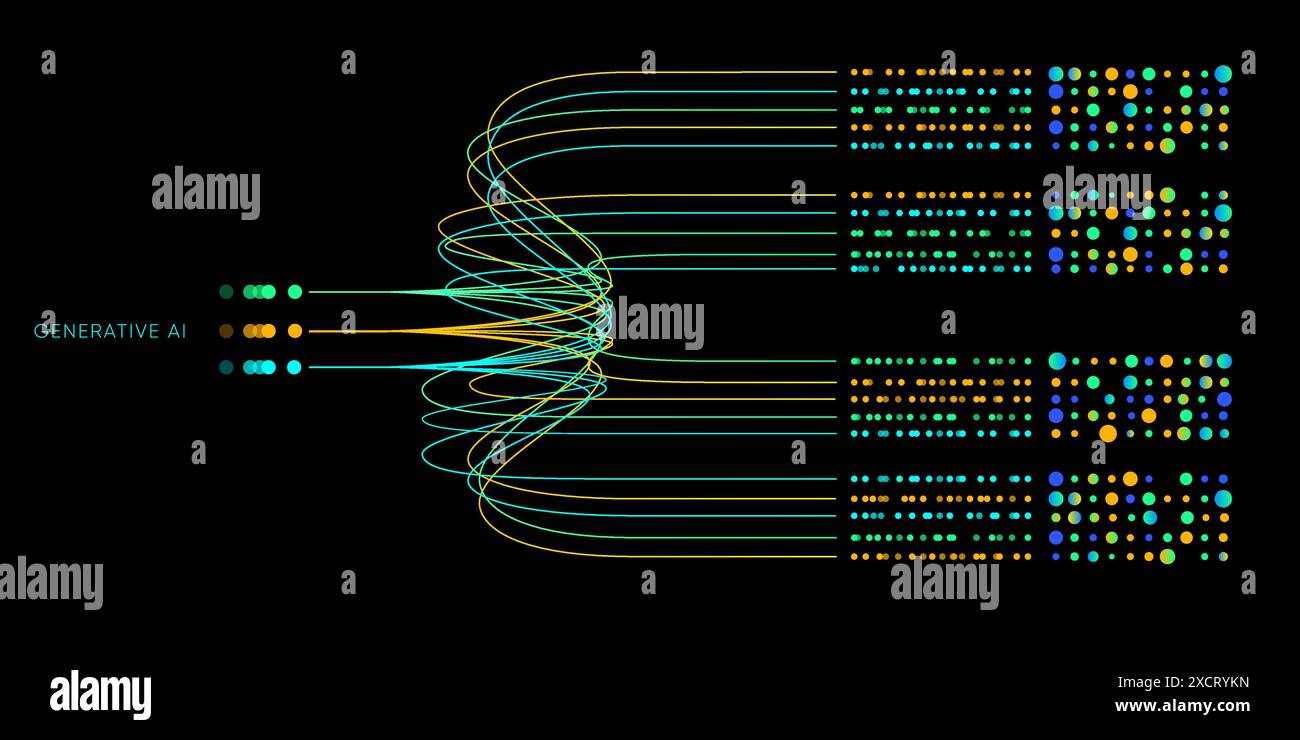 Illustration of abstract stream. Artificial intelligence. Big data ...