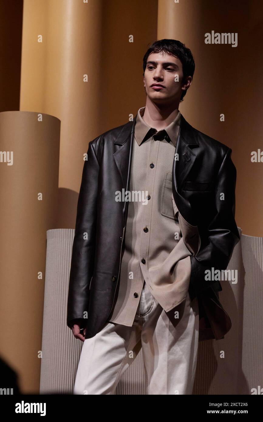 Model posing at the Tod's presentation during the Milan Menswear Spring ...