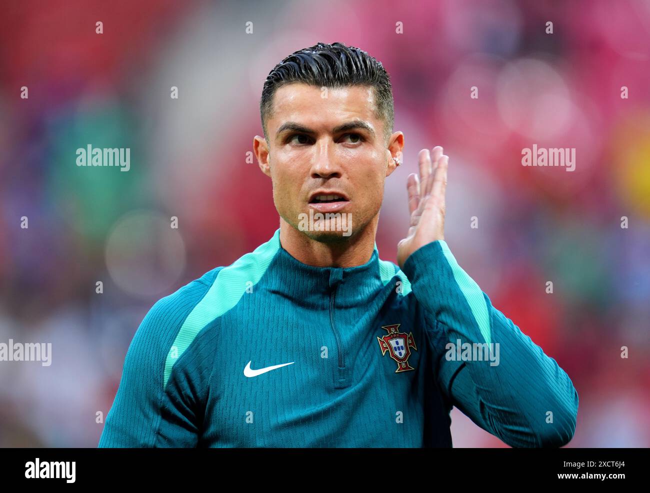 Portugal's Cristiano Ronaldo during the pre-match warm up ahead of the ...