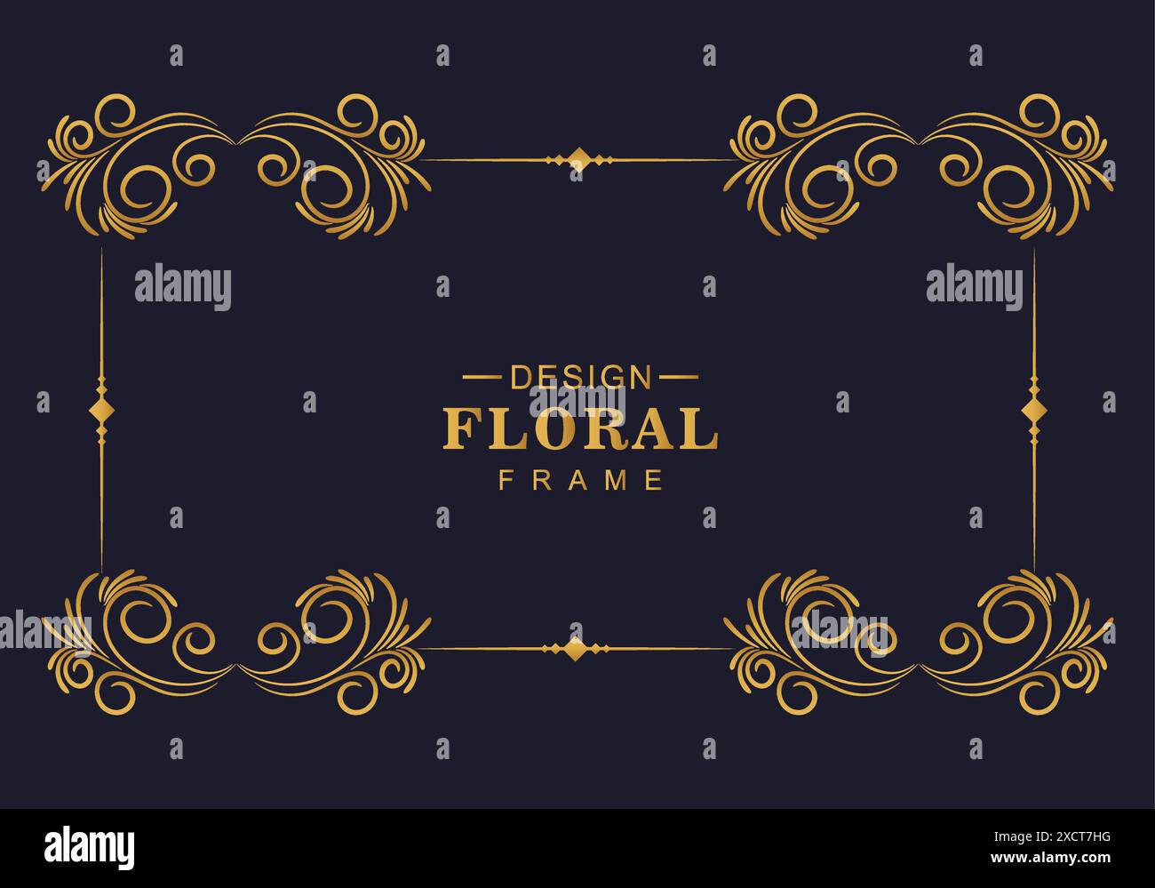 Beautiful decorative golden floral frame design Stock Vector Image ...