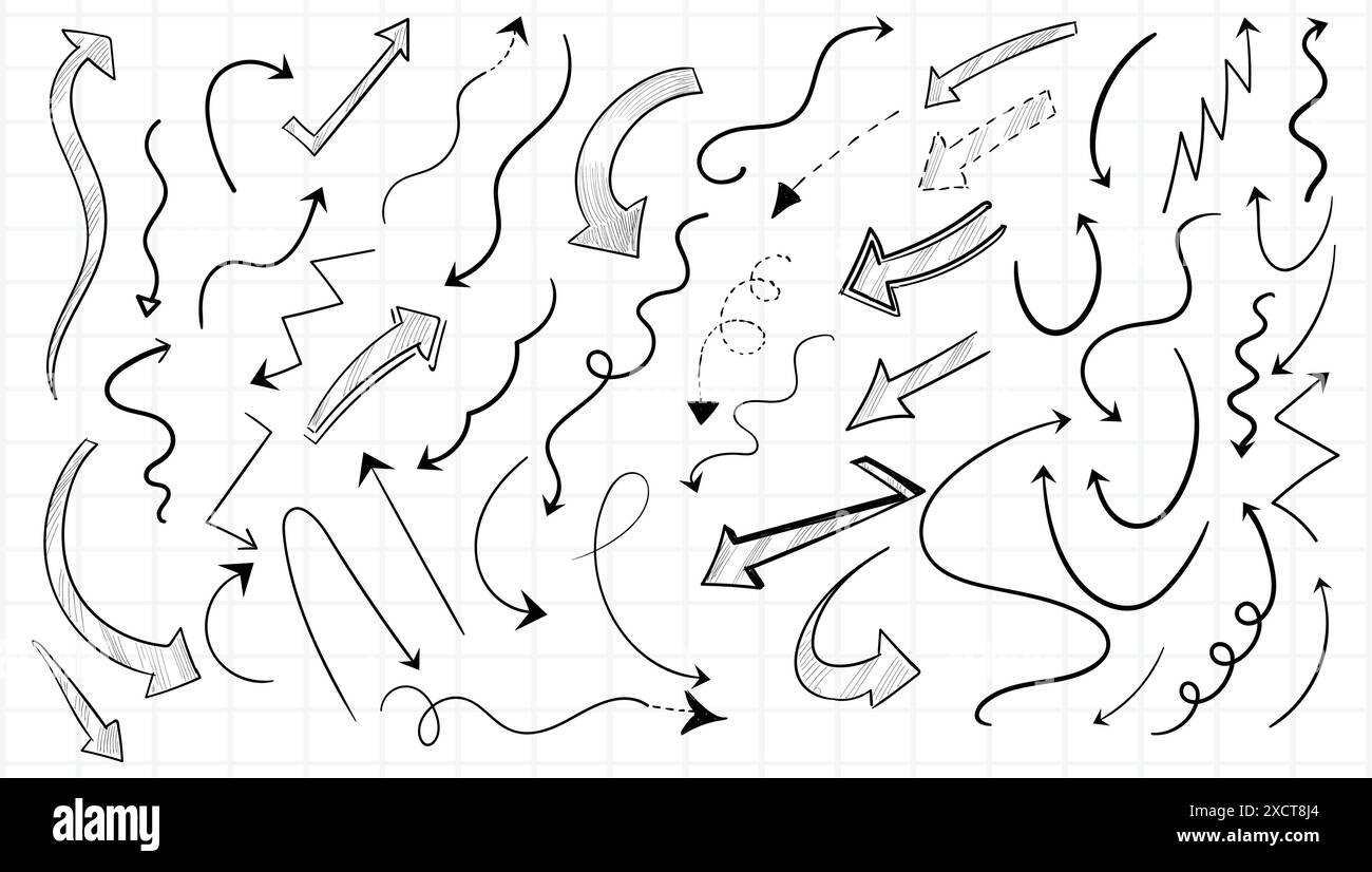 Hand drawn doodle sketch arrow set Stock Vector Image & Art - Alamy