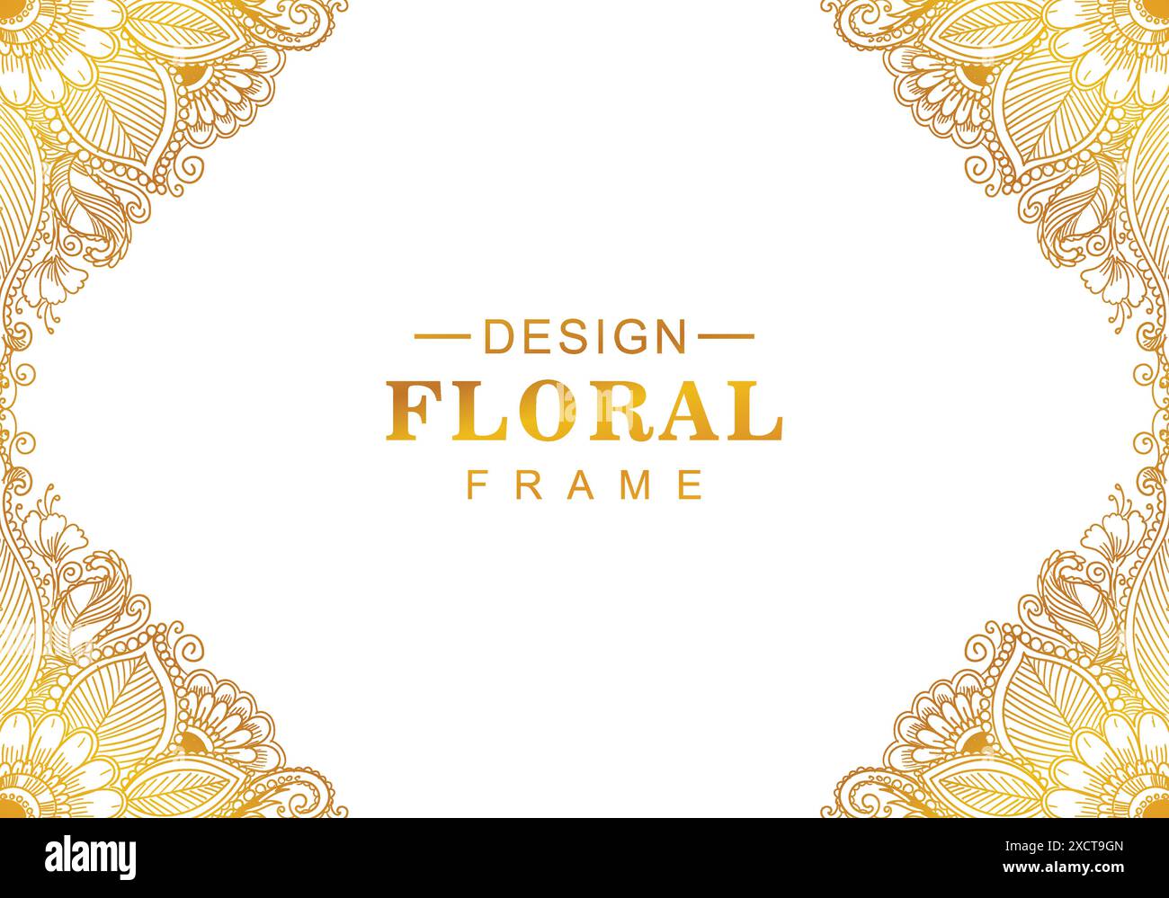Beautiful decorative golden floral frame background Stock Vector Image ...