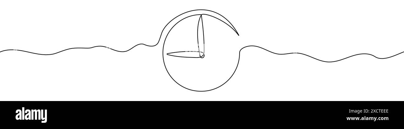 Continuous editable line drawing of clock. One line drawing of clock ...