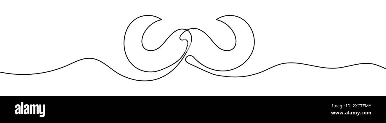 Continuous editable line drawing of mustache icon. One line drawn ...