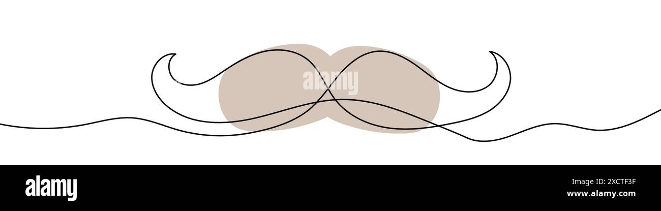 Continuous editable line drawing of mustache icon. One line drawn ...