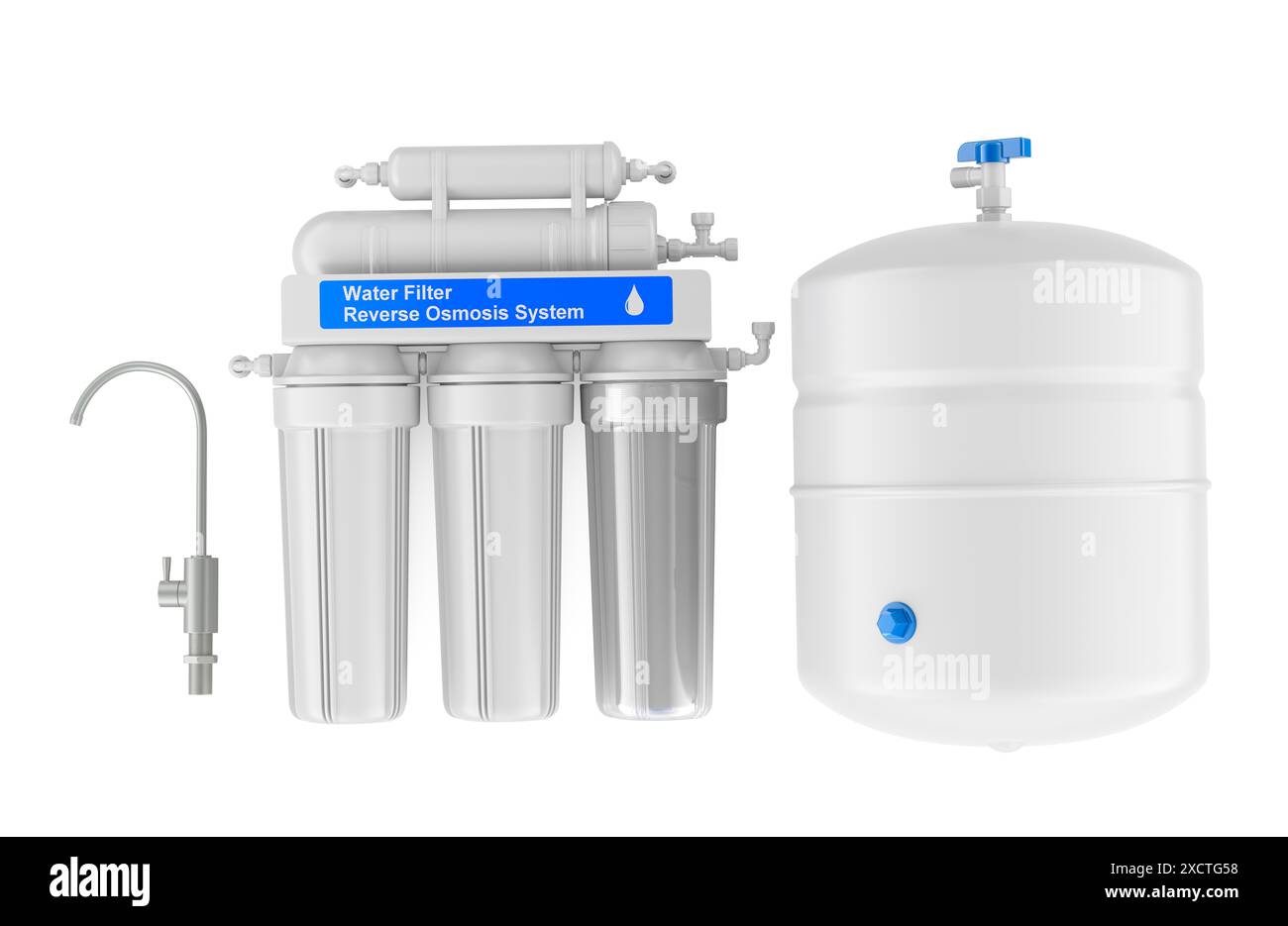 Reverse Osmosis System. Home Drinking Water System, 3D rendering ...