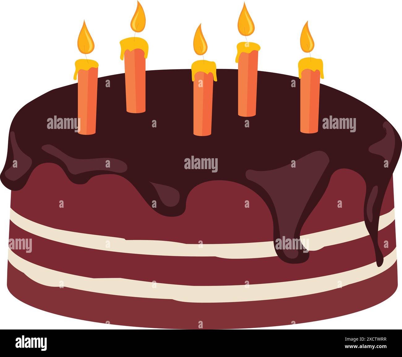 Chocolate cake with lit candles Stock Vector Image & Art - Alamy