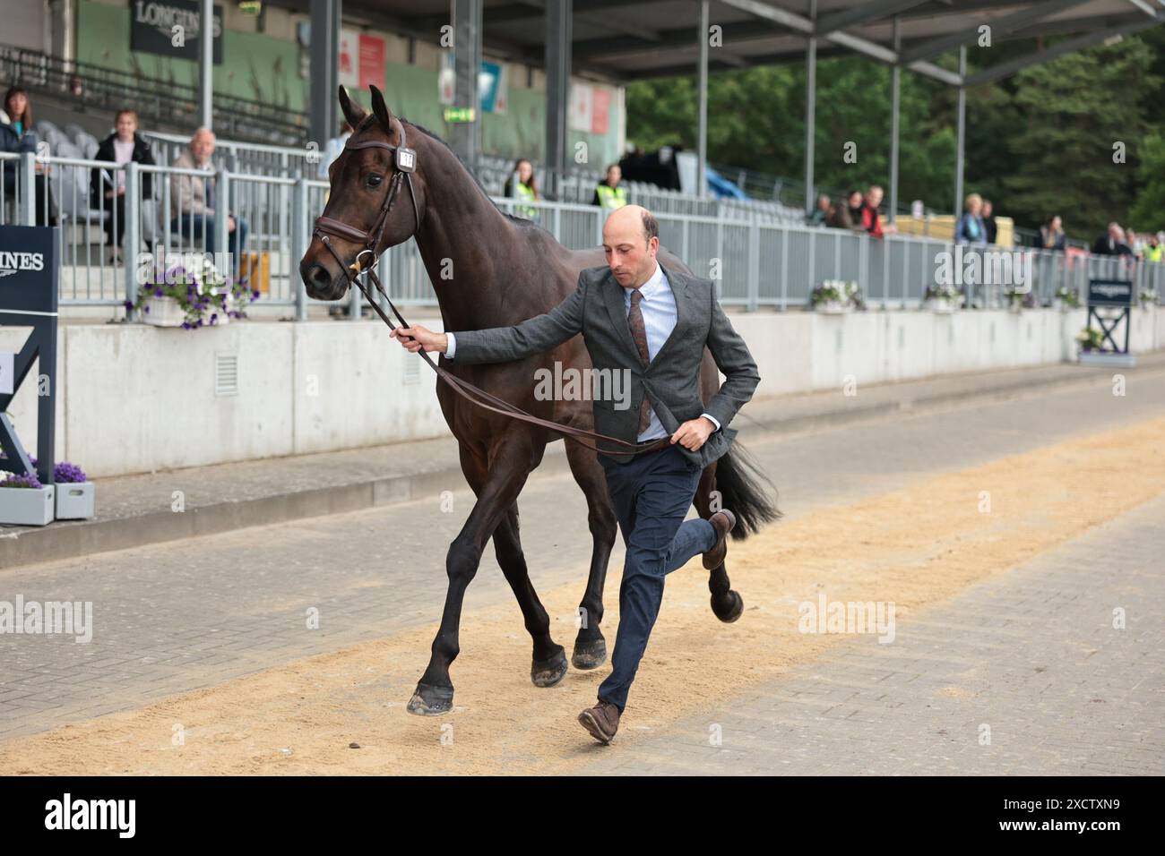 Tim Price of New Zealand with Viscount Viktor during the CCI5* second horse inspection at the