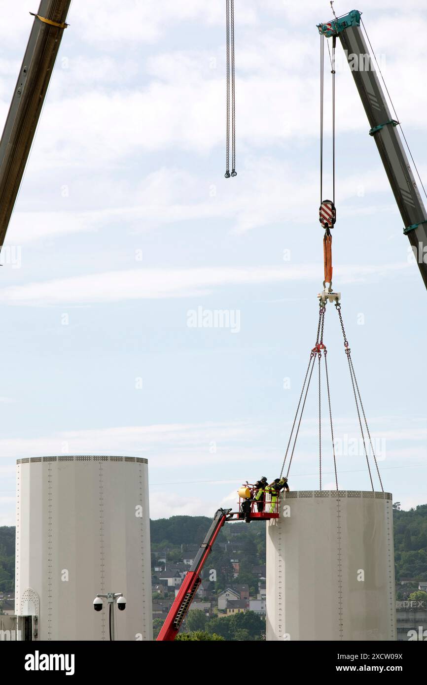 construction site for a new wind turbine, Germany, North Rhine-Westphalia, Ruhr Area, Witten Stock Photo