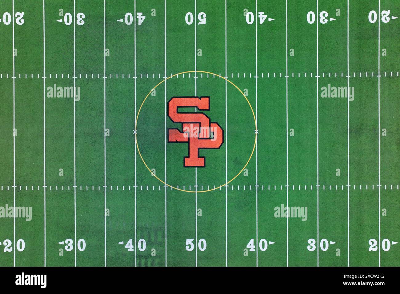 The South Pasadena Tigers logo at midfield of the Football and soccer ...