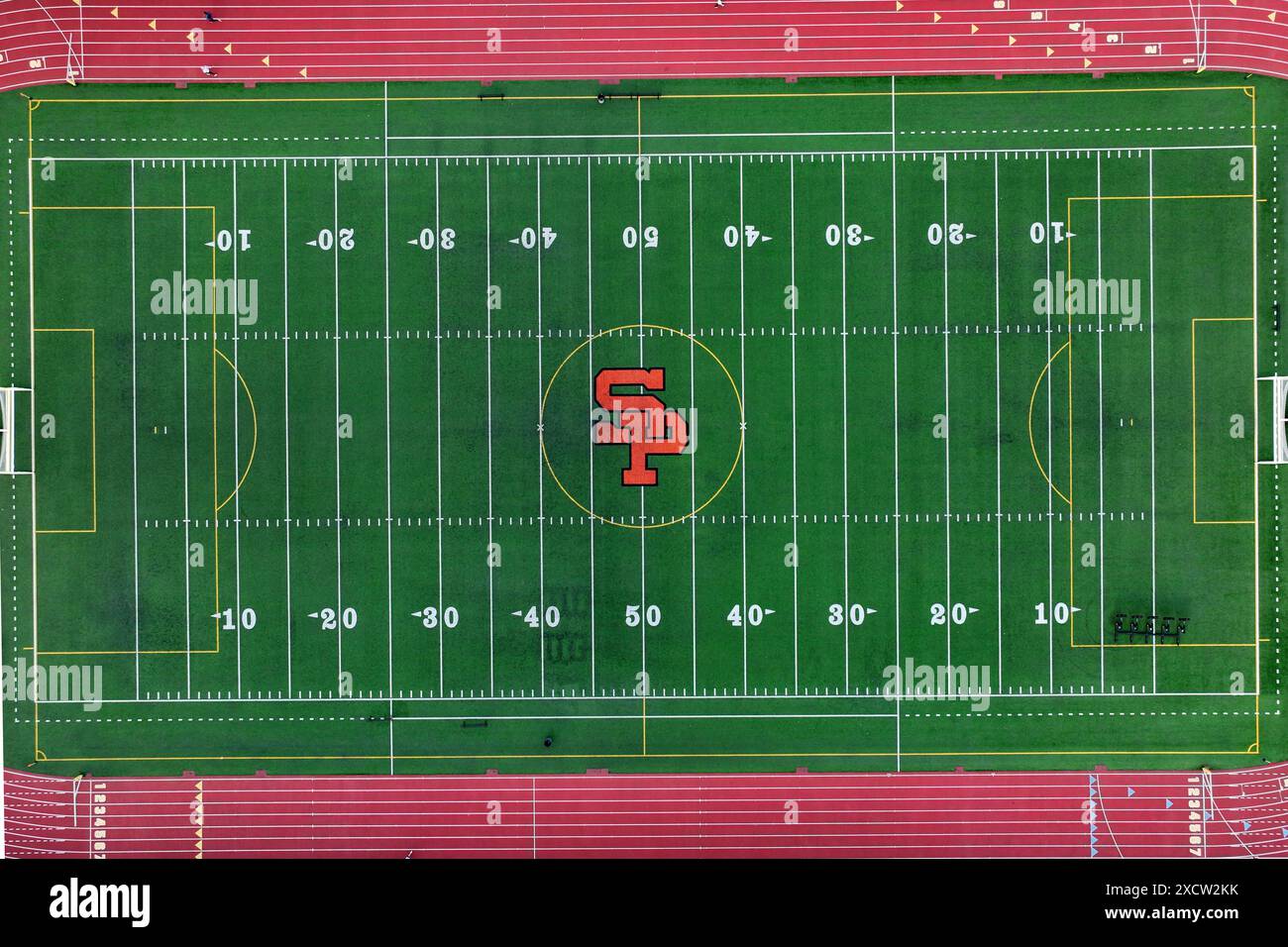 An aerial view of the Football field at Ray Solari Stadium at South ...