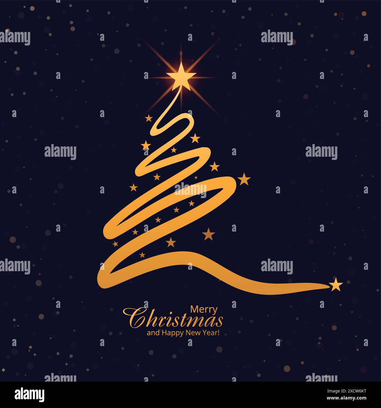 Minimal line golden christmas tree card background Stock Vector Image ...