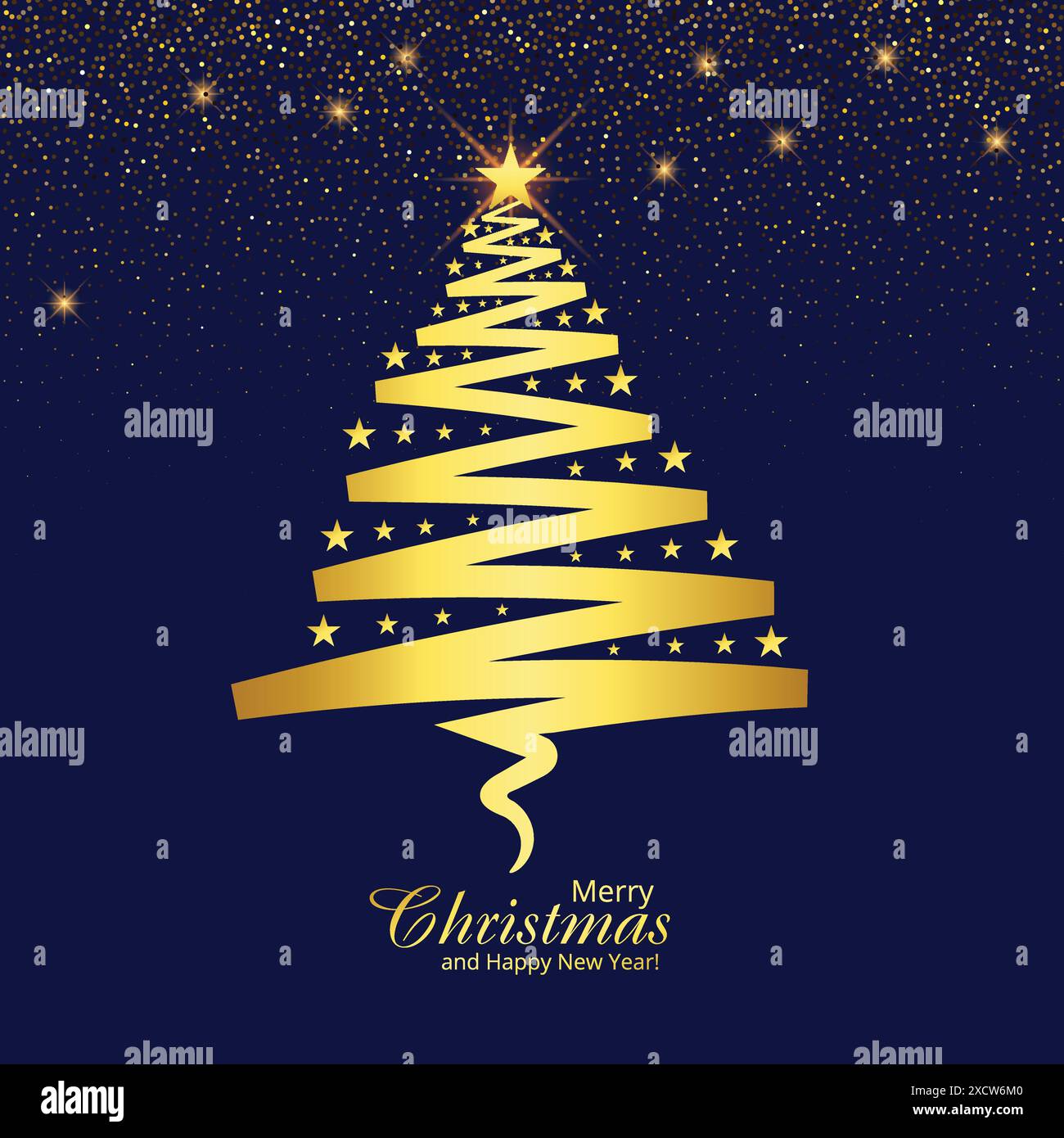 Artistic christmas line golden tree card design Stock Vector Image ...