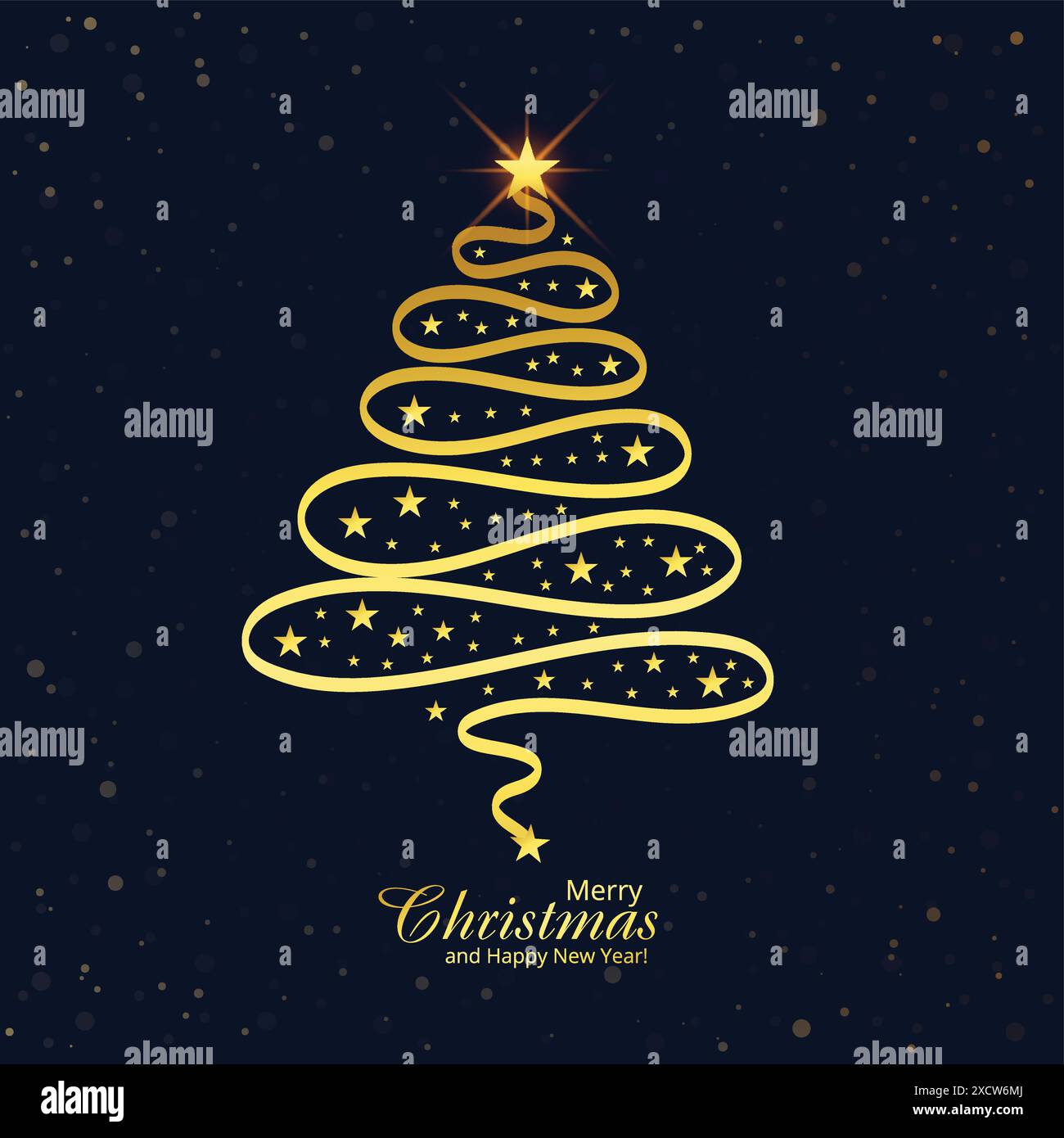 Artistic christmas line golden tree card design Stock Vector Image ...