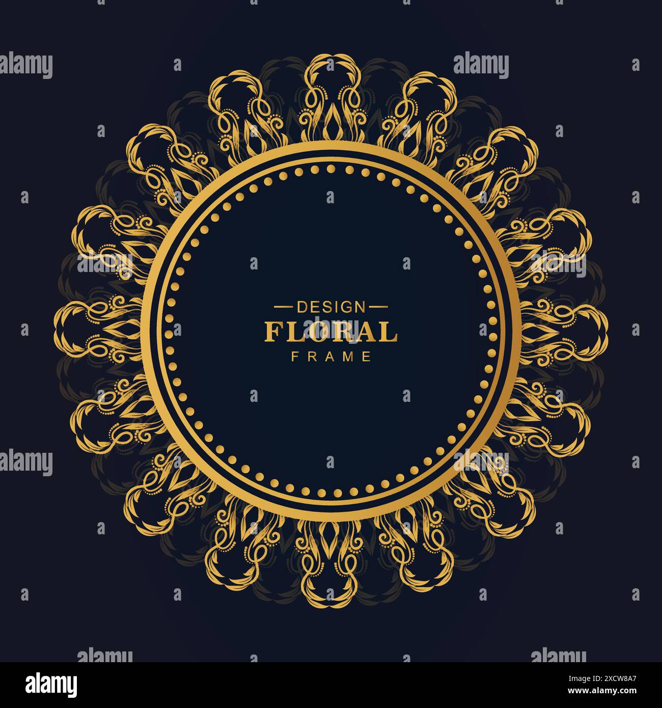 Ornamental golden circular floral frame background Stock Vector Image ...