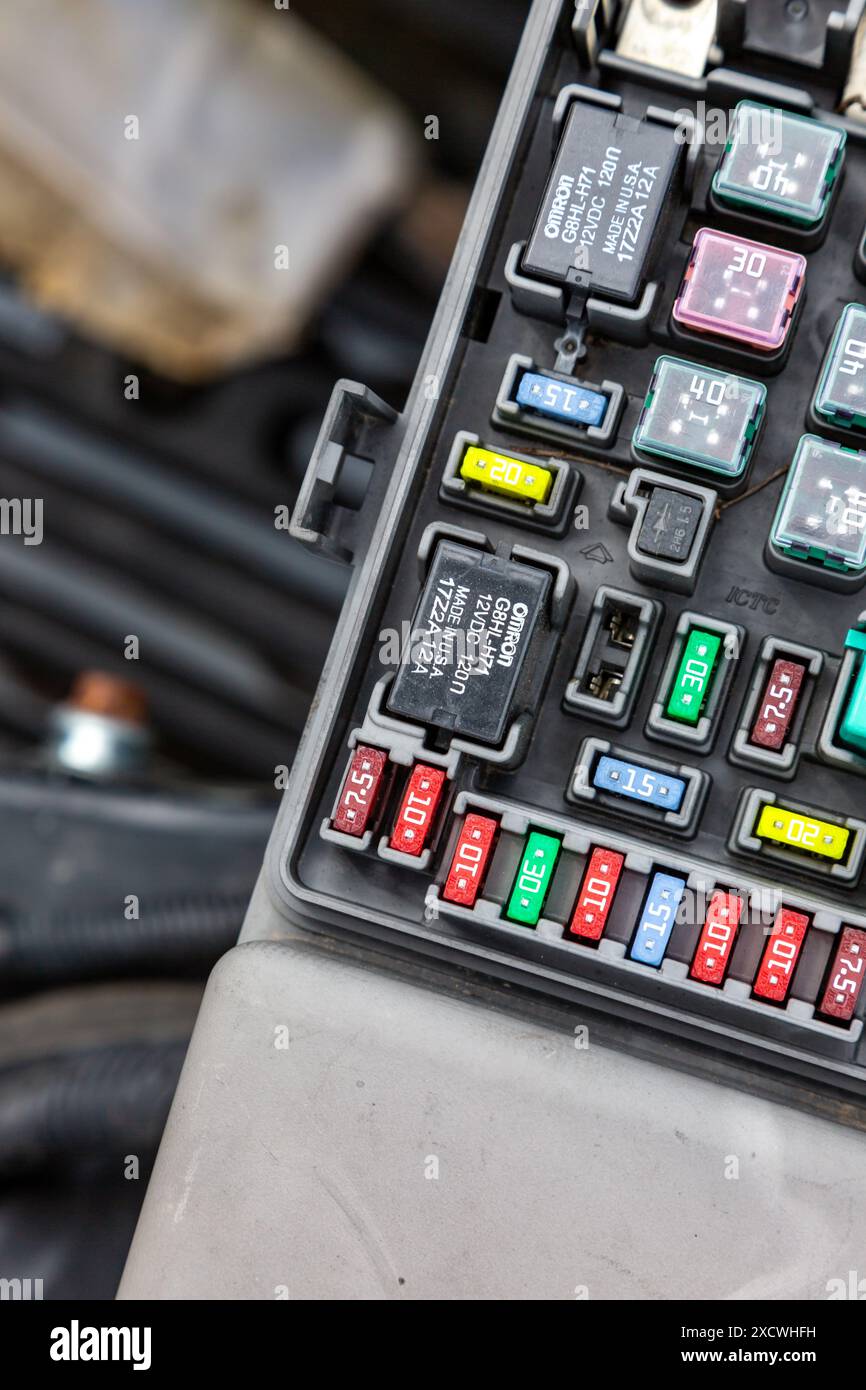 An opened Honda fuse box Stock Photo - Alamy