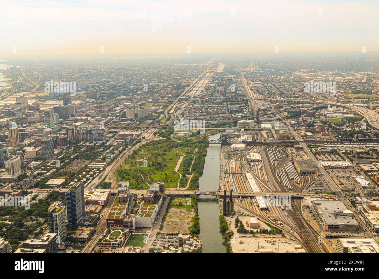 Aerial view of Chicago from the Willis Tower Illinois Stock Photo - Alamy