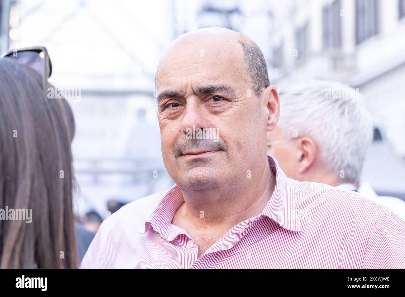 Rome, Italy. 18th June, 2024. Former President of Lazio Region Nicola Zingaretti participates in the demonstration against the Italian Government in Piazza Santi Apostoli in Rome (Credit Image: © Matteo Nardone/Pacific Press via ZUMA Press Wire) EDITORIAL USAGE ONLY! Not for Commercial USAGE! Stock Photo