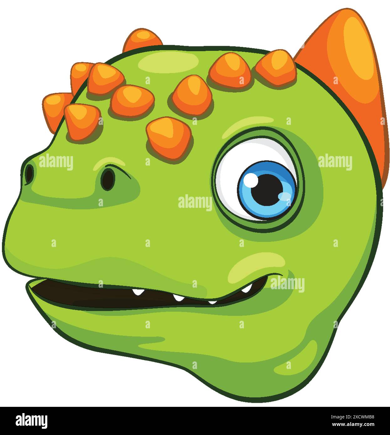 Adorable green dinosaur with orange spikes Stock Vector Image & Art - Alamy