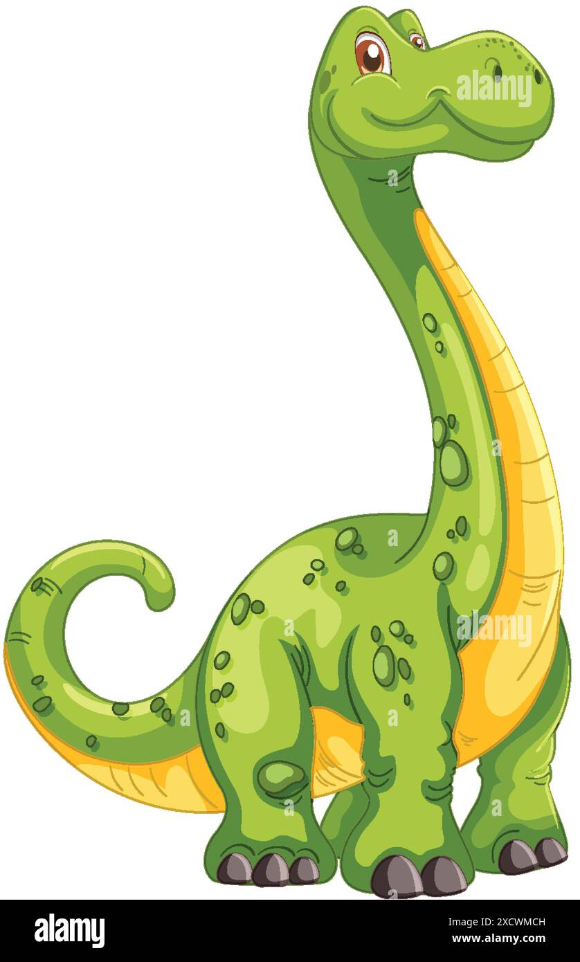 Cute green dinosaur with a long neck Stock Vector Image & Art - Alamy