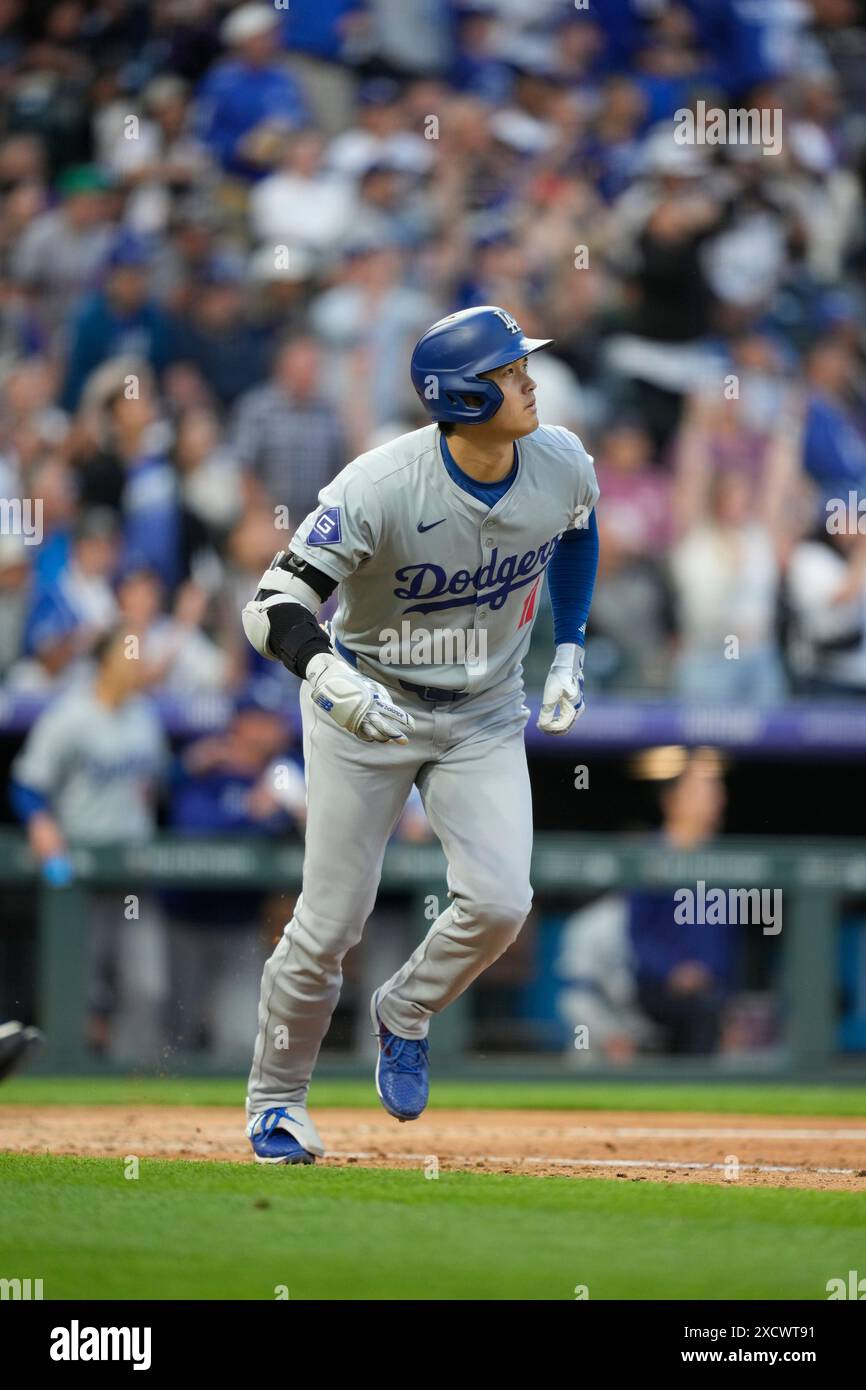 Denver CO, USA. 18th June, 2024. Dodger Designated Hitter Shohei Ohtani ...