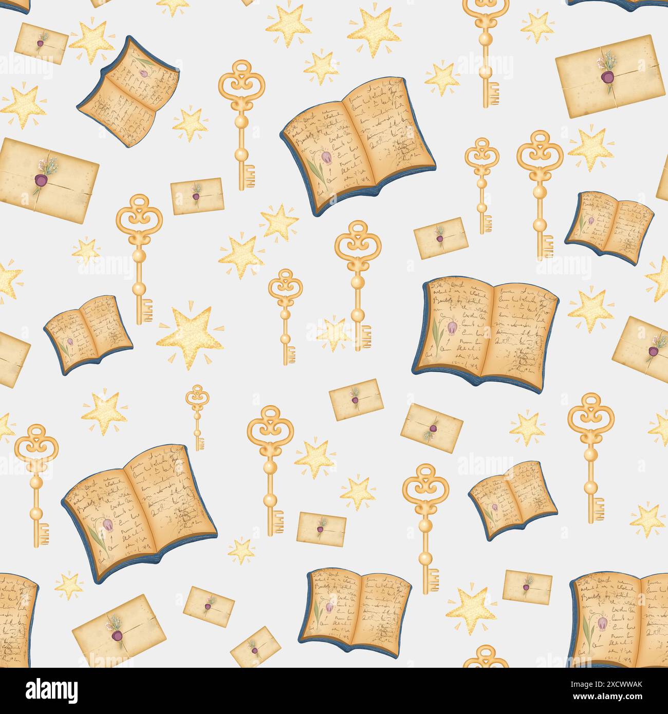 Childrens cute pattern, background, Seamless pattern with books, keys ...
