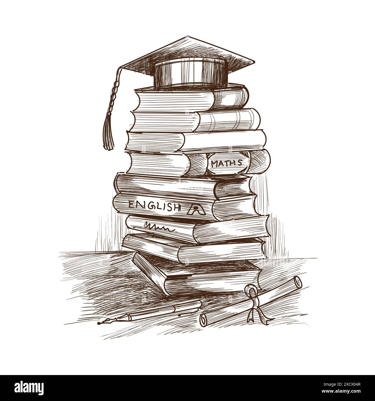 Creative hand drawn education book sketch design Stock Vector